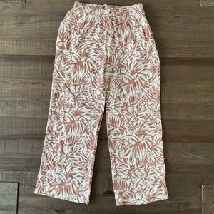 Monteau Los Angeles Palm Branch Design Cropped Pants Size Medium